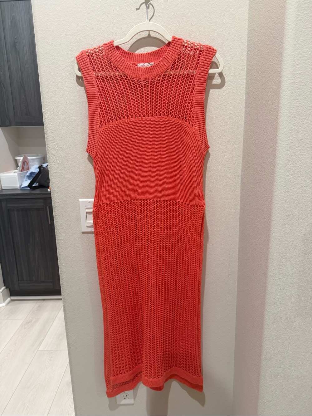 FreePeople Sleeveless Knit Midi Dress in Coral SZ All